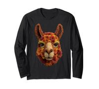 Llama colorato con Fiori Autunnali Arte Floreale Autunno estetica Maglia a Manica