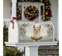 Llama - Coperture magnetiche per cassetta postale, con foglie di agrifoglio rustiche, per esterni, decorazioni per casa e giardino, 53 x 64 cm
