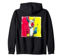 Llama Double Peace Retro Pop Character Graphic Sign Gesto Felpa con Cappuccio