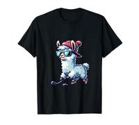 Llama Fresco Gioca Hockey Sul Ghiaccio Maglietta