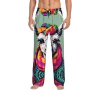 Llama In Una Sciarpa Stampa Pantaloni Pigiama Da Uomo Con Tasche Pantaloni Pigiama Da Uomo Sleepwear Lounge Sonno Lungo Pj Pant, Nero , XXXL