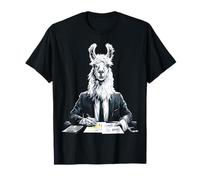 Llama Lavorare Motivo Disegno Animale Illustrazione Lama Maglietta