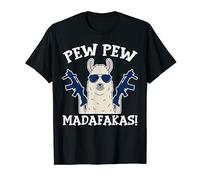 Llama Pew Pew Madafakas Vintage Retro Funny Alpaca Maglietta