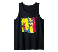 Llama Segno della Pace retrò Pop Carattere Grafico Gesto Divertente Canotta