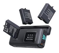 llano AC3 30W Caricabatterie Rapido con Custodia e 3 Batterie da 1950mAh per Osmo Action 6 per DJI Osmo Action 6/5 Pro / 4/3 e Osmo 360, Ricarica PD a Triplo Slot, Display LED, Conservazione Portatile