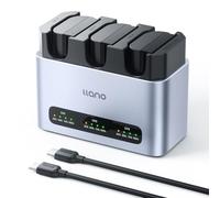 llano Set 3 Batterie LP-E6NH 2400 mAh & Caricatore Rapido 30 W, Tripla Porta per Canon EOS R5/R6/R7 Mark II, 5D/6D/7D Mark II/III/IV, 60D/70D/80D/90D, USB-C, Display LED, Alluminio CNC resistente
