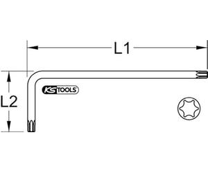 Llave acodada Torx con cabeza de bola, XL, T60, turquesa