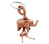 Llavero Con Temática De Elefante - Dije Tallado En 3D, Amuleto De La Suerte, Accesorio Para Bolso | Diseño De Colgante Del Zodíaco De Caoba De Imitación, Motivo De Elefante Tallado Vintage Distintivo