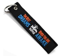 LLAVEROSMOTOR.ES Portachiavi Moto - Regalo per Motociclista Portachiavi di Stoffa BEST DREAMS HAPPEN WHEN YOU´RE AWAKE, Accessori per Moto - Portachiavi Originali - Regali Originali per Motociclisti
