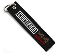 LLAVEROSMOTOR.ES Portachiavi Moto - Regalo per Motociclista Portachiavi di Stoffa CERTIFIED COFFE ADDICT, Accessori per Moto - Portachiavi Originali - Regali Originali per Motociclisti