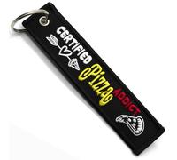 LLAVEROSMOTOR.ES Portachiavi Moto - Regalo per Motociclista Portachiavi di Stoffa CERTIFIED PIZZA ADDICT, Accessori per Moto - Portachiavi Originali - Regali Originali per Motociclisti
