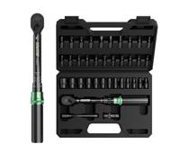 LLAVETOR Chiave Dinamométrica 1/4", 5-25NM, Llaves Dinamométricas Kit para Bicicleta, Precisión ±3% con Barra de Extensión, Puntas Vasos (37 Pezzi)