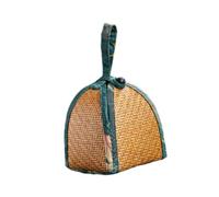 Llazsybz Borsa Portaoggetti per Tazze Da Tè, Portatile, Comoda, con Manico, Riutilizzabile, in Finto Rattan, Organizer Leggero, Protegge, Si Adatta a Tazze Del, Verde