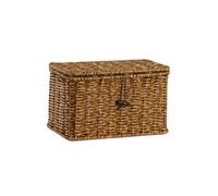 Llazsybz Cesto Rettangolare con Coperchio E Fermo Anteriore in Rattan Plastico per Conservare Oggetti Personali E Ridurre il Disordine Scaffali E Ripiani di Casa, 24x14x14cm