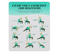 LLBOGRGGN Accessible Yoga Metal Sign Seated Asana Sequence Illustrated Poster for Retirement Community Physical Studio Relax Space Wall-Art 8 X 12 inch