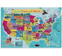 LLBOGRGGN America Geography Poster Map Educational Wall Decor Art