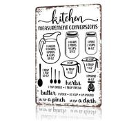 LLBOGRGGN Classic Kitchen Conversion Chart Metal Plaque Distressed Look Handy Baking Reference Wall-Art for Culinary Studio Cooking Class 8 X 12 inch