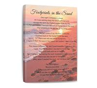 LLBOGRGGN Classic Religious Poem Poster - Footprints in the Sand on Retro Styled Canvas, Framed Wall Decor for Christian Homes, Churches, and Serene Spaces(Unframed,08x12inch(20x30cm))