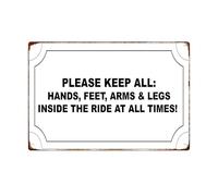 LLBOGRGGN Novelty First Metal Sign Keep All Hands Feet Inside Retro Ride Quote Tin Wall-Art for Office Break Room Garage Hanging Decor 8 X 12 Inch