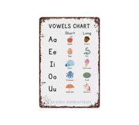 LLBOGRGGN Phonics Vowel Chart Metal Sign Learn Long Short Sounds with Examples for Language Development Bedroom Library Decor 8 X 12 inch