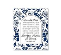 LLBOGRGGN Prayer Room Decor, Love The Lord Your God Scripture Wall Art, Floral Inspirational Canvas Print for Christian Home Office(Unframed,12x18inch(30x45cm))