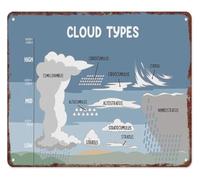 LLBOGRGGN Retro Cloud Identification Chart Metal Sign Vintage Aluminum Educational Weather Knowledge for Home Garage 8 X 12 in
