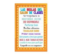 LLBOGRGGN Spanish Language Classroom Decor, Rules and Motivational Posters for Bulletin Board, Preschool Kindergarten Elementary Teacher Supplies(Framed,12x18inch(30x45cm))