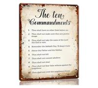 LLBOGRGGN The 10 Commandments Exodus 20 Modern Scripture Art Bible Verses Wall-Art Metal Tin Sign Bedroom Decoration for Contemporary Bathroom Poster Home Office