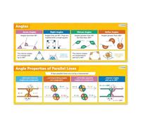LLBOGRGGN Types of Angles Math Poster - Geometry Anchor Chart for Classroom Bulletin Board, Elementary Middle & High School Decor(Framed,12 x 18 inch(30 x 45 cm)