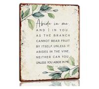 LLBOGRGGN Wall Decor John 15 4 Abide in Me Metal Tin Sign Minimalist Typography Art for Kitchen College Dorm Sunroom 8 X 12 inch