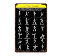 LLBOGRGGN Yang Style 24 Form Tai Chi Chart Metal Sign For Dojo Wall Decor Slow Movement Routine Poster Senior Fitness Tin Plaque 8 X 12 inch