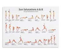 LLBOGRGGN Yoga Studio Decor Metal Tin Sign Sun Salutation Positions Chart Step by Step Practice Guide for Home Workout Room Wall Decor 8 X 12 in