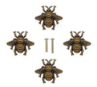 LLDYNW 4 pomelli a forma di ape, a forma di calabrone, per cassetti e insetti, maniglie a foro singolo, per comò, cassettiera, mobili da bagno, pomelli (bronzo)