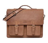 LLEABAGS Miami Borsa a spalla in pelle, borsa per computer portatile fino a 15 pollici, borsa tipo messenger in vera pelle di bufalo, valigetta, borsa in pelle vintage, borsa da ufficio, borsa da lavoro, 40 x 31 x 12 c, marrone,