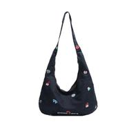 LLECDASEUI Borsa a Tracolla in Denim o Borsa a Tracolla Leggera Estetica Retrò Casual da Donna per Viaggi di Lavoro Quotidiani (Nero,Medio)