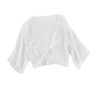 LLECDASEUI Donna Estate Cardigan A Cravatta Fronte 3/4 Manica Trasparente Coprispalle A Rete Scialle Di Chiffon Mantelle Per Coprire I Vestiti (Bianco,media)