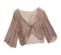 LLECDASEUI Donna Estate Cardigan A Cravatta Fronte 3/4 Manica Trasparente Coprispalle A Rete Scialle Di Chiffon Mantelle Per Coprire I Vestiti (Marrone scuro,media)