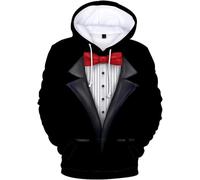 LLECDASEUI Felpe con Cappuccio con Stampa Divertente in 3D, Smoking, Pullover da Uomo/Donna con Cappuccio, Felpa Tascabile Giovanile. (Nero3,L)