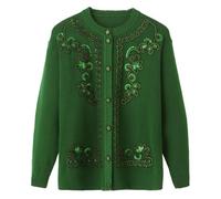 LLECDASEUI Maglione Invernale Caldo E Spesso Della Nonna Cardigan Giacca A Maglia Da Donna Anziana Di Mezza Età, Classico Maglione Invernale A Maglia Grossa Da Donna Anziana (2XL,Verde)