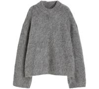 LLECDASEUI Oversize Mohair Maglione Donne Carino Fuzzy Maglione Moda 2024 Autunno Moda Girocollo Carino Maglioni Grosso (Grigio,XL)