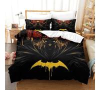 LLEERCFTY 3D Con Stampa Di Batman Biancheria Da Letto 3 Pezzi Set Copripiumino Con Cerniera E Federe Per Ragazzi E Ragazze,coppie,camera Da Letto,decorazione Super King(260x220cm)