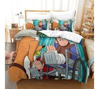 LLEERCFTY 3D Con Stampa Di Curious George Biancheria Da Letto 3 Pezzi Copripiumino Con Cerniera E Federe Per Ragazzi E Ragazze,coppie,camera Da Letto,decorazione Super King（260x220cm）