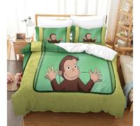 LLEERCFTY 3D Con Stampa Di Curious George Biancheria Da Letto 3 Pezzi Set Copripiumino Morbida Microfibra Per Ragazzi E Ragazze,coppie,camera Da Letto,decorazione King（220x240cm）