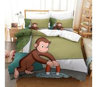 LLEERCFTY 3D Con Stampa Di Curious George Set Di Biancheria Da Letto 3 Pezzi Copripiumino Con Cerniera E Federe Per Ragazzi E Ragazze,coppie,camera Da Letto,decorazione Super King（260x220cm）