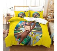 LLEERCFTY 3D Con Stampa Di Curious George Set Di Biancheria Da Letto 3 Pezzi Copripiumino Con Chiusura A Cerniera Per Ragazzi E Ragazze,coppie,camera Da Letto,decorazione Double（200x200cm）