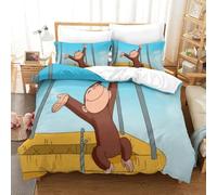 LLEERCFTY 3D Con Stampa Di Curious George Set Di Biancheria Da Letto 3 Pezzi Set Copripiumino Morbida Microfibra Per Ragazzi E Ragazze,coppie,camera Da Letto,decorazione Super King（260x220cm）