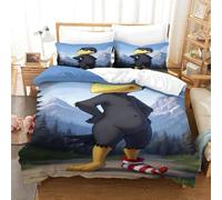 LLEERCFTY 3D Con Stampa Di Der Kleine Rabe Socke Biancheria Da Letto 3 Pezzi Copripiumino Con Cerniera E Federe Per Ragazzi E Ragazze,coppie,camera Da Letto,decorazione Single(140x200cm)