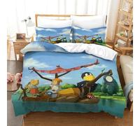 LLEERCFTY 3D Con Stampa Di Der Kleine Rabe Socke Biancheria Da Letto 3 Pezzi Copripiumino Con Chiusura A Cerniera Per Ragazzi E Ragazze,coppie,camera Da Letto,decorazione Double(200x200cm)