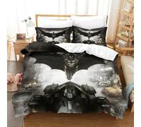 LLEERCFTY Stampa 3D Batman Set Di Biancheria Da Letto 3 Pezzi Set Copripiumino Con Chiusura A Cerniera Per Ragazzi E Ragazze,coppie,camera Da Letto,decorazione Super King(260x220cm)