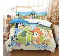 LLEERCFTY Stampa 3D Bluey Biancheria Da Letto 3 Pezzi Set Copripiumino Con Cerniera E Federe Per Ragazzi E Ragazze,coppie,camera Da Letto,decorazione King（220x240cm）